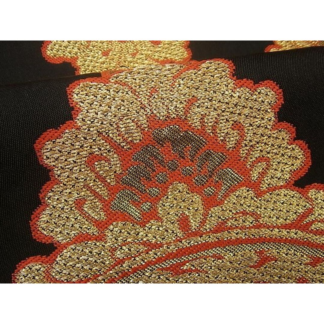 平和屋1■極上　総駒刺繍　西陣　川島織物謹製　本袋帯　立波文　黒地　金糸　逸品　未使用3s2509