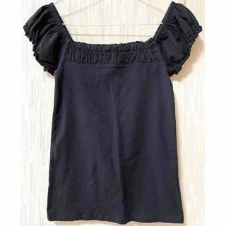 ザラ(ZARA)のZARA COLLECTION ザラ 肩フリルTシャツ ブラックフレンチガーリー(カットソー(半袖/袖なし))