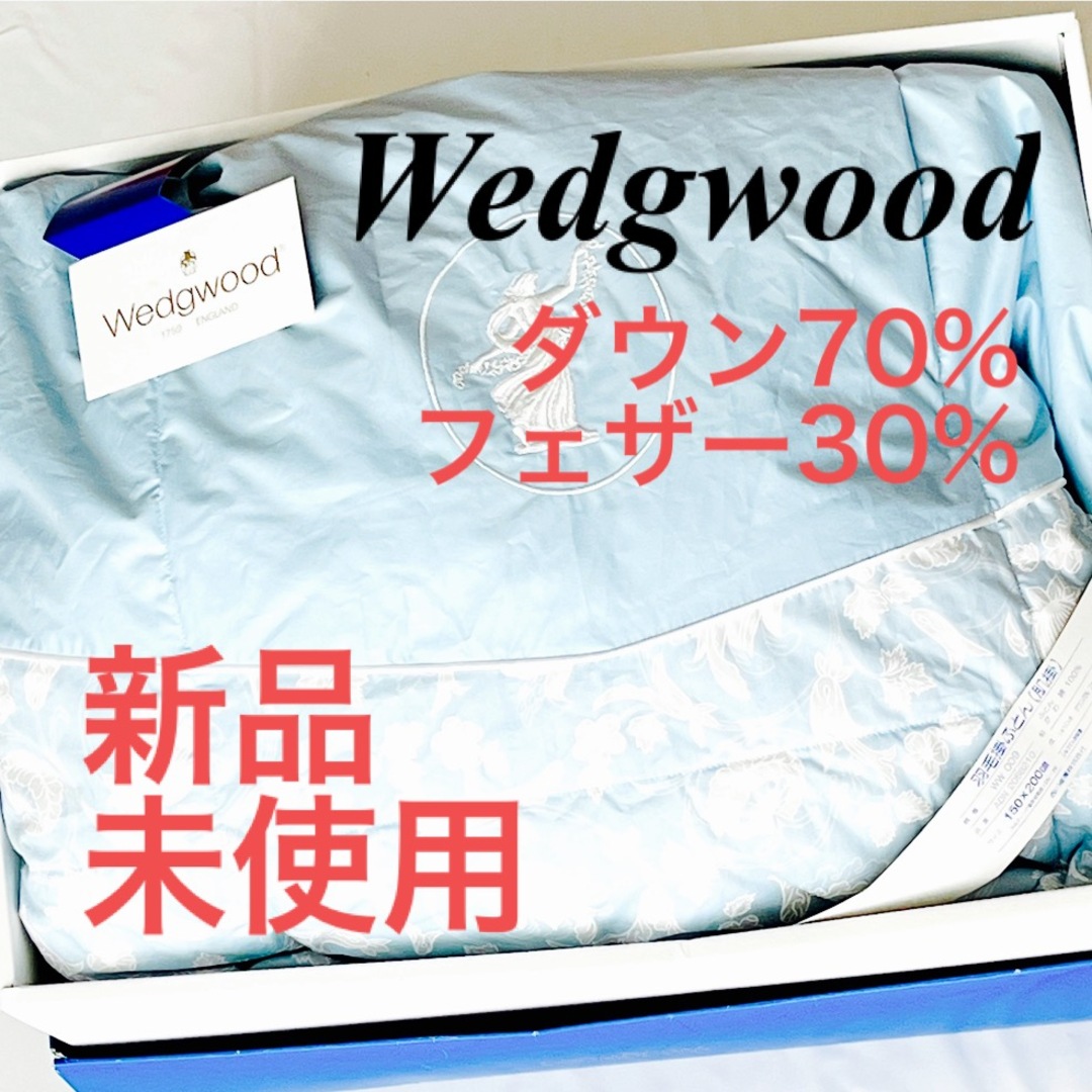 WEDGWOOD(ウェッジウッド)の【未使用 ❣】ダウン70% ウェッジウッド　羽毛布団　肌掛け布団　ブルー　水色 インテリア/住まい/日用品の寝具(布団)の商品写真