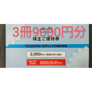 3冊9000円分 ウエルシア 株主優待券の通販 by 15ji's shop｜ラクマ