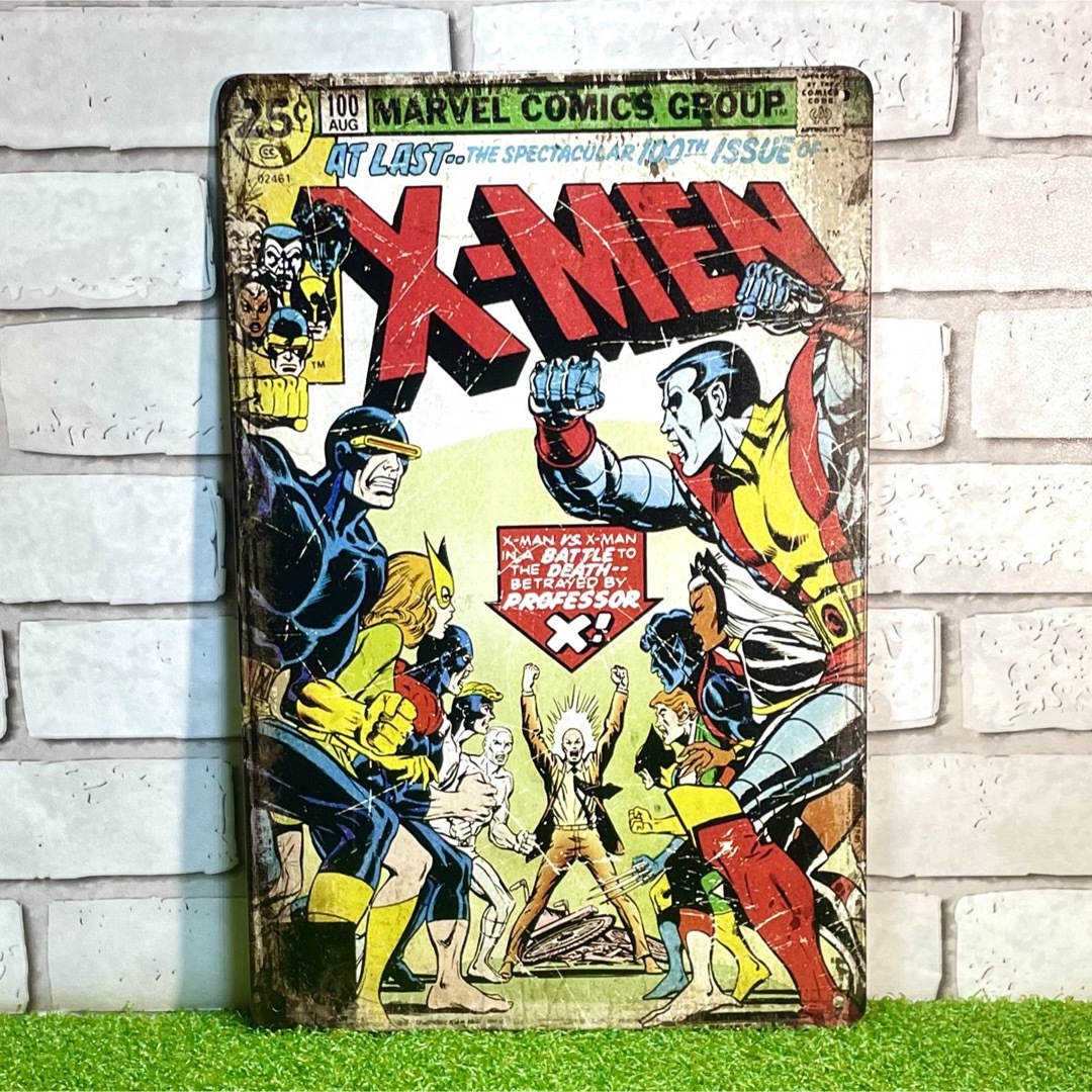 【337番】X-MEN　アメコミ　マーベル　コミック　ヒーロー　ブリキ看板 | フリマアプリ ラクマ