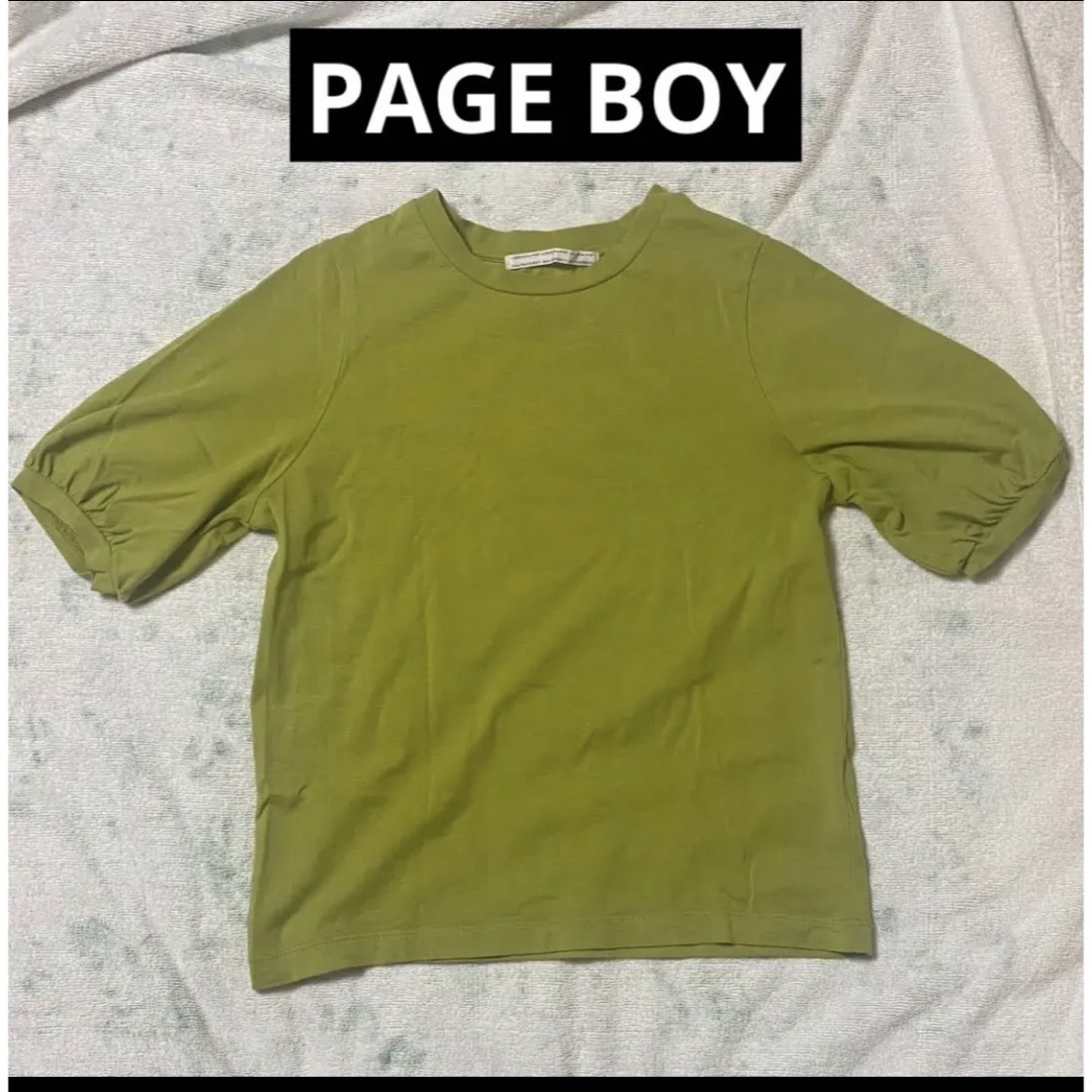 PAGEBOY(ページボーイ)のグリーンふんわり袖Tシャツ レディースのトップス(Tシャツ(半袖/袖なし))の商品写真