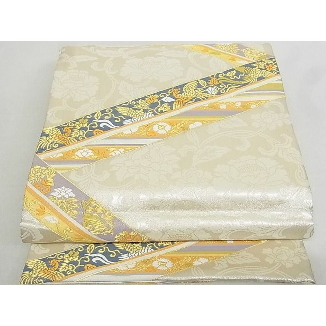 平和屋-こころ店■六通柄袋帯 唐織 青海波 銀糸 正絹 逸品 B-dk5088
