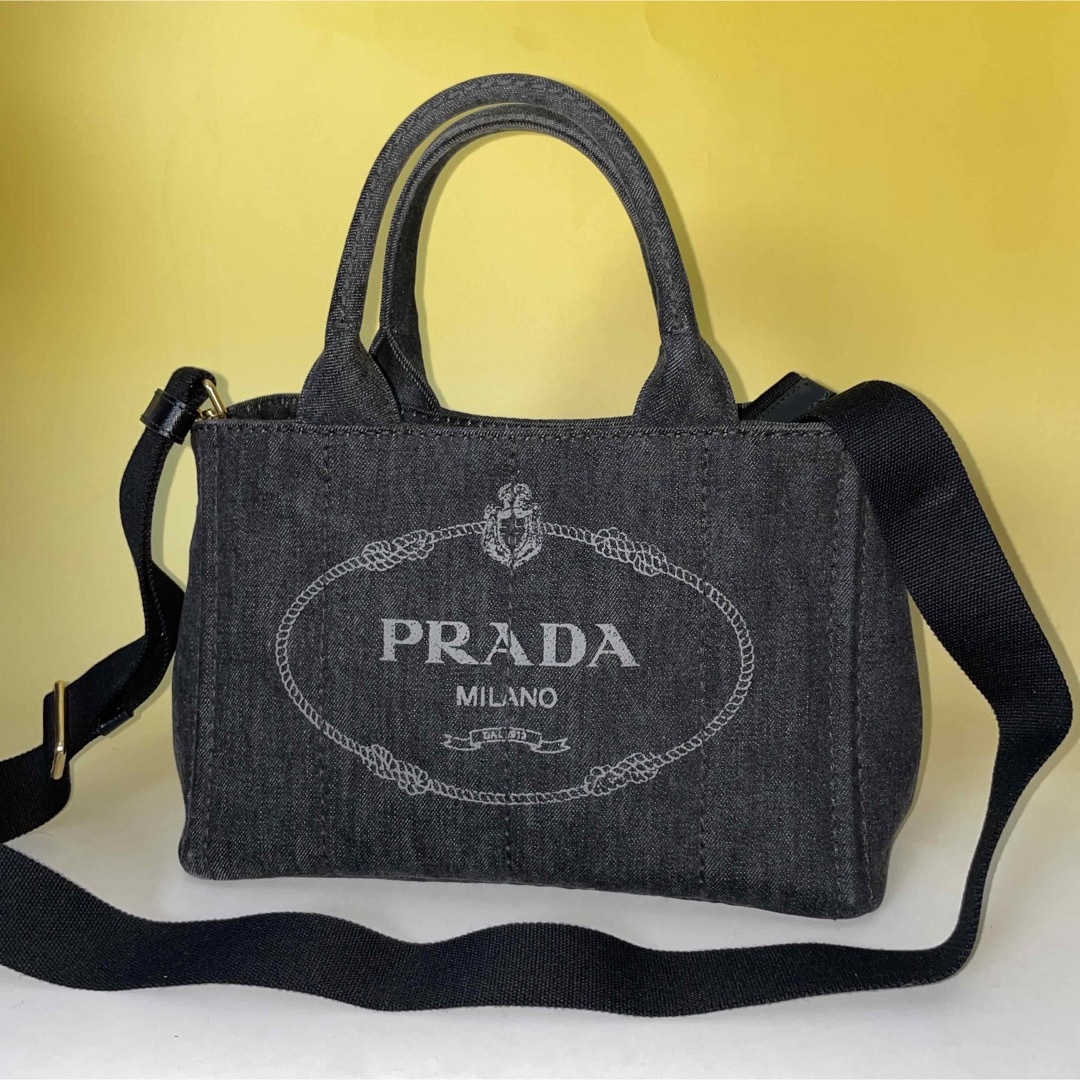 PRADA(プラダ)のPrada 美品 黒 2way カナパ S デニム ハンドバッグ プラダ レディースのバッグ(ショルダーバッグ)の商品写真