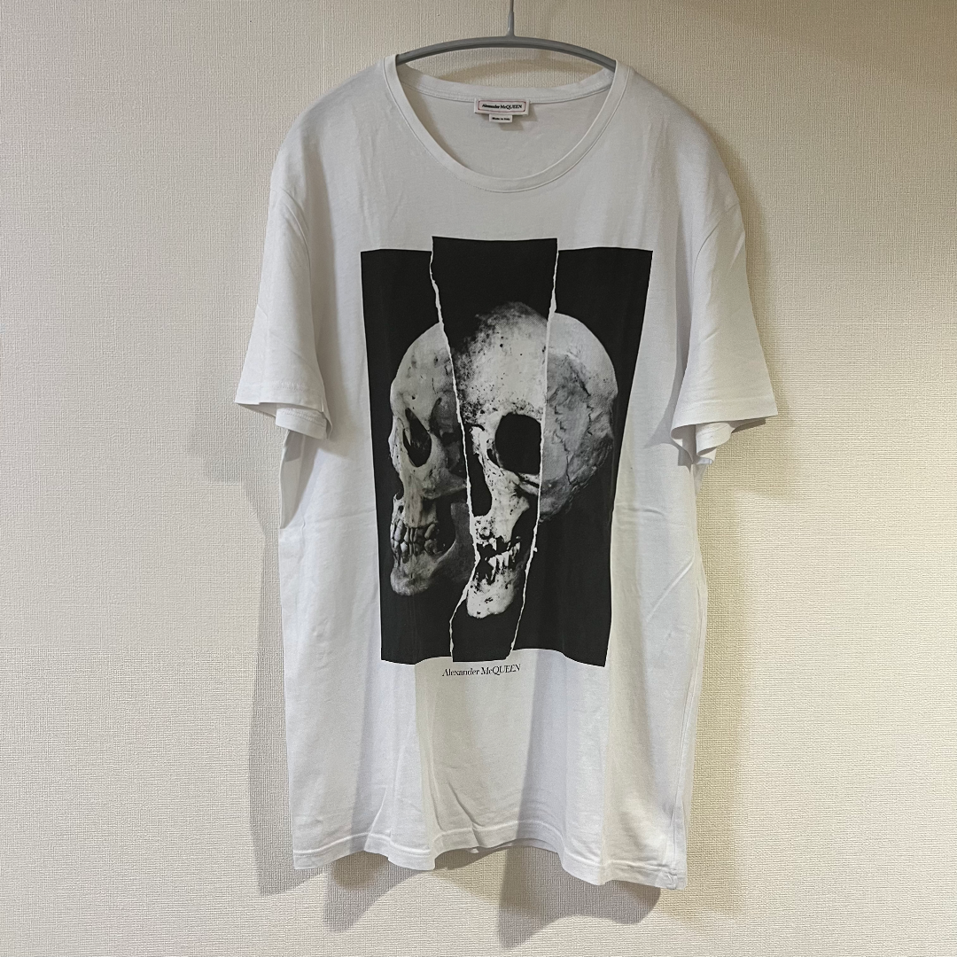 Tシャツ/カットソー(半袖/袖なし)Alexander McQUEEN メンズ Tシャツ 白 スカルプリント L