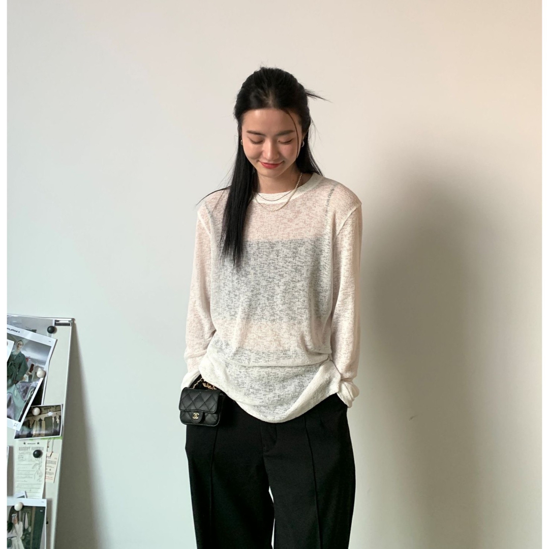 LONG SLEEVE SHEER KNIT TOP レディースのトップス(ニット/セーター)の商品写真