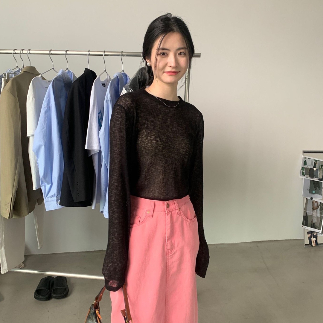 LONG SLEEVE SHEER KNIT TOP レディースのトップス(ニット/セーター)の商品写真