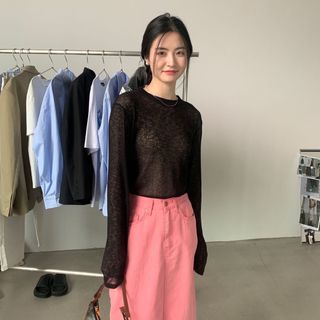 LONG SLEEVE SHEER KNIT TOP(ニット/セーター)