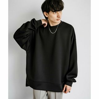 ロッキーモンロー(Rocky Monroe)の【ブラック】オーバーサイズダンボールニットクルーネック長袖カットソー(カットソー(長袖/七分))