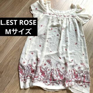 レストローズ(L'EST ROSE)のL'EST ROSE トップス Mサイズ 花柄 半袖 レストローズ ホワイト(シャツ/ブラウス(半袖/袖なし))