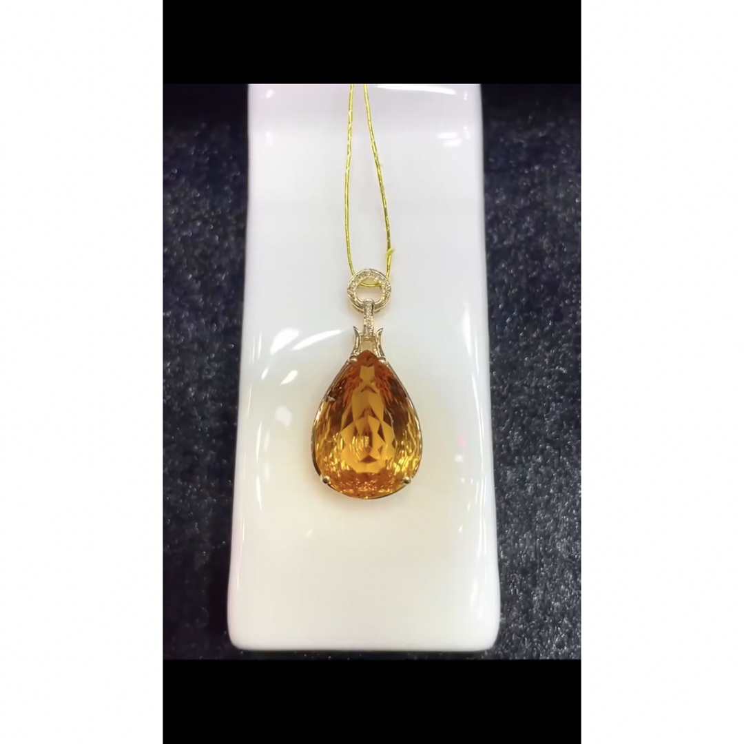 専用JG83★高級 シトリン約1.8ct ダイヤ K18 ヘッド ソーテ付