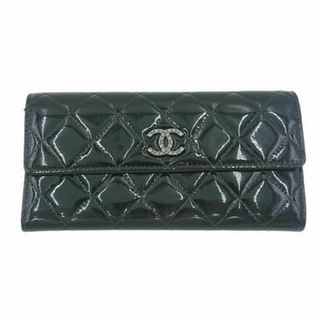 【美品】CHANEL シャネル エナメル ラウンドファスナー 長財布 ワイン