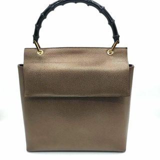 グッチ(Gucci)の【GUCCI】グッチ　バンブー レザー ハンドバッグ(ハンドバッグ)