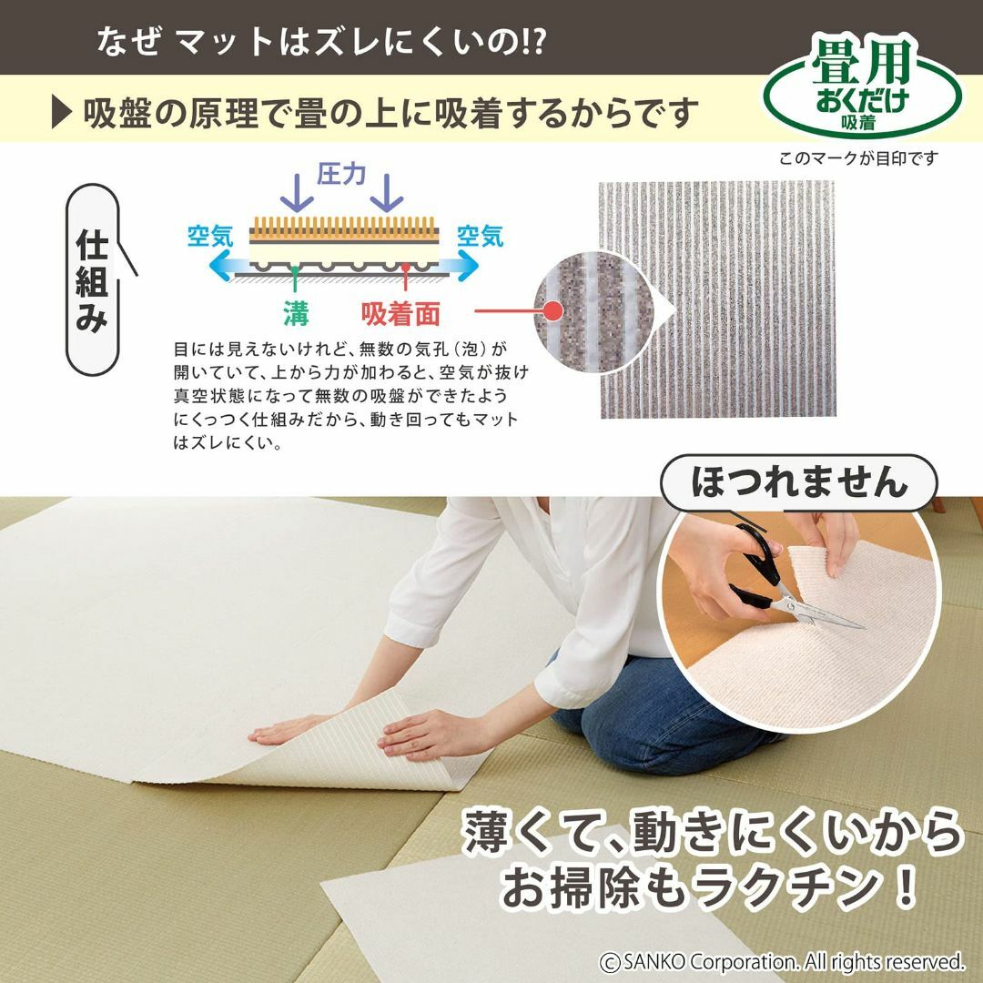 【日本製 撥水 消臭 洗える】サンコー 畳の上 タイルカーペット 45×45cm 4