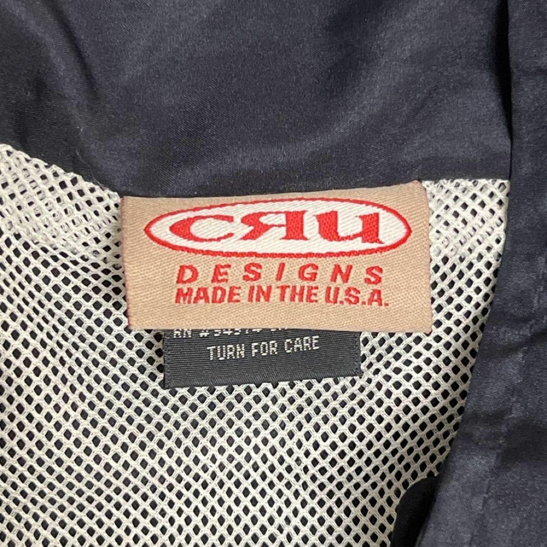 USA製 CRU クルー ナイロンジャケット 刺繍ロゴ サイドライン L