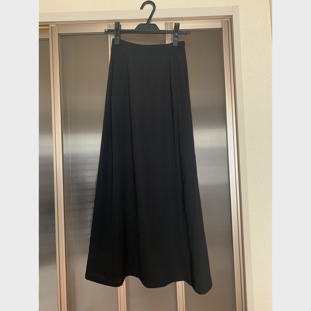 ワイズY's ウールギャバポケット切替デザインスカート 黒S