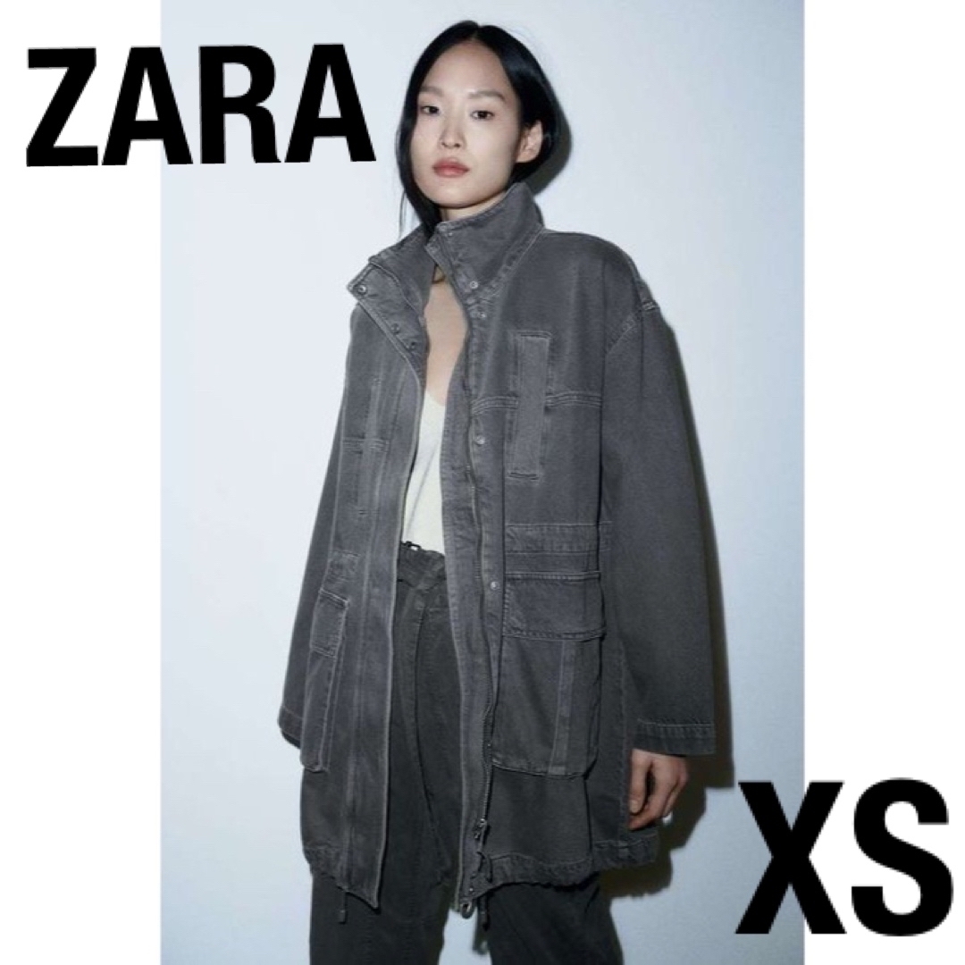 ZARA オーバーサイズ デニムパーカ　ブルゾン　ミリタリージャケット　XS S | フリマアプリ ラクマ