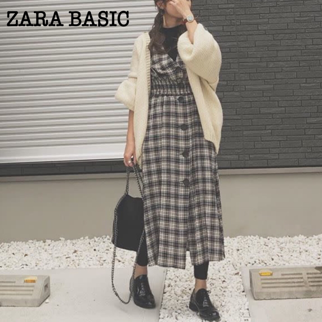 ZARA BASIC ☆ ロングワンピース チェック柄 Mサイズ