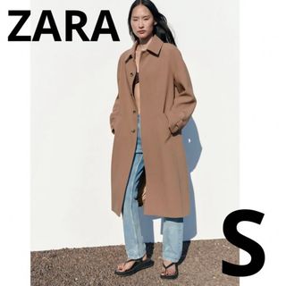 【新品未使用】ZARA 今季完売ロングコート ネイビー