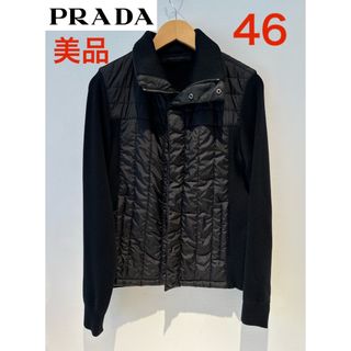 美品❗️ PRADA ナイロン切替ニットジップアップ ブルゾン ブラック