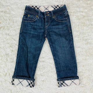 バーバリーブルーレーベル(BURBERRY BLUE LABEL)のBURBERRY バーバリー　デニムパンツ　クロップドパンツ　七部丈　チェック柄(クロップドパンツ)