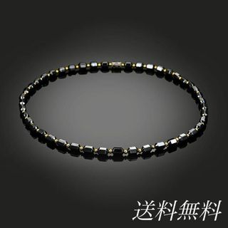 磁気ネックレス　ヘマタイト　天然石　黒/金　アクセサリー マグネット　スポーツ(ネックレス)