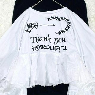 ②美品ヴィヴィアンウエストウッド大きいサイズ天使ビック切替tシャツオーブ刺繍38