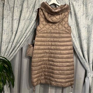 【希少カラー】MaxMara ロゴジップ ファー 取り外し可能 ダウンベスト