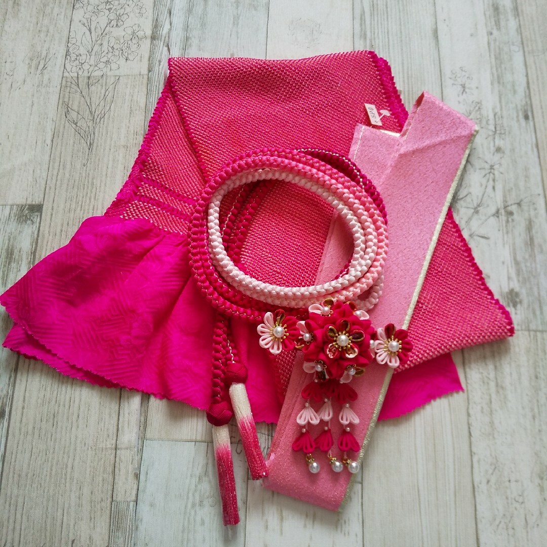 帯揚げ 帯締め 重ね衿 帯飾り ピンク系 成人式 振袖用 七五三