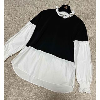 ザラ(ZARA)のザラ　ZARA トップス　シャツ　ブラウス　ドッキング　フリル　ボリューム袖美品(シャツ/ブラウス(長袖/七分))