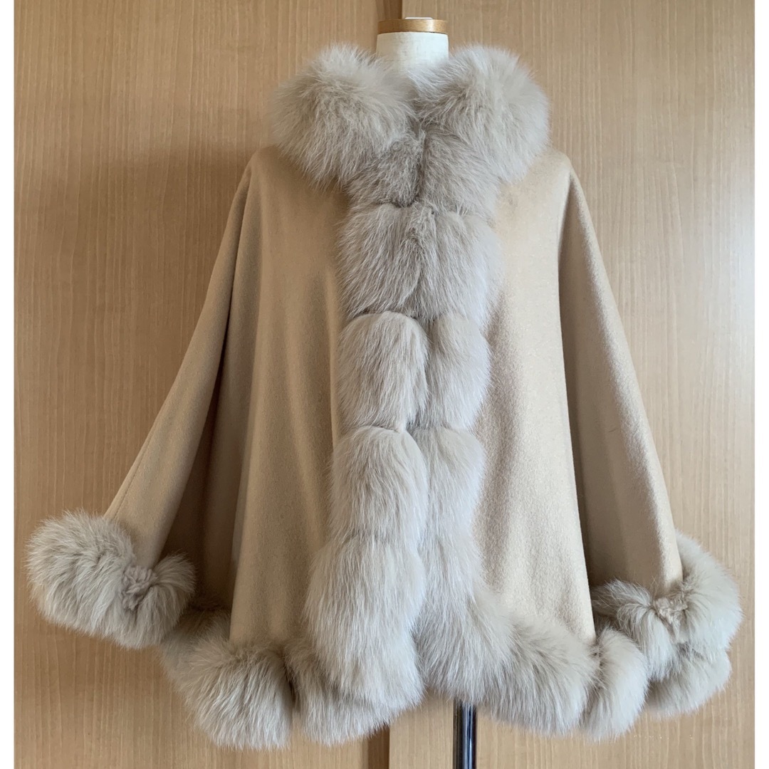 【美品】SAGA FURS  サガファー　ショール　ポンチョ　ケープ　ストライプ