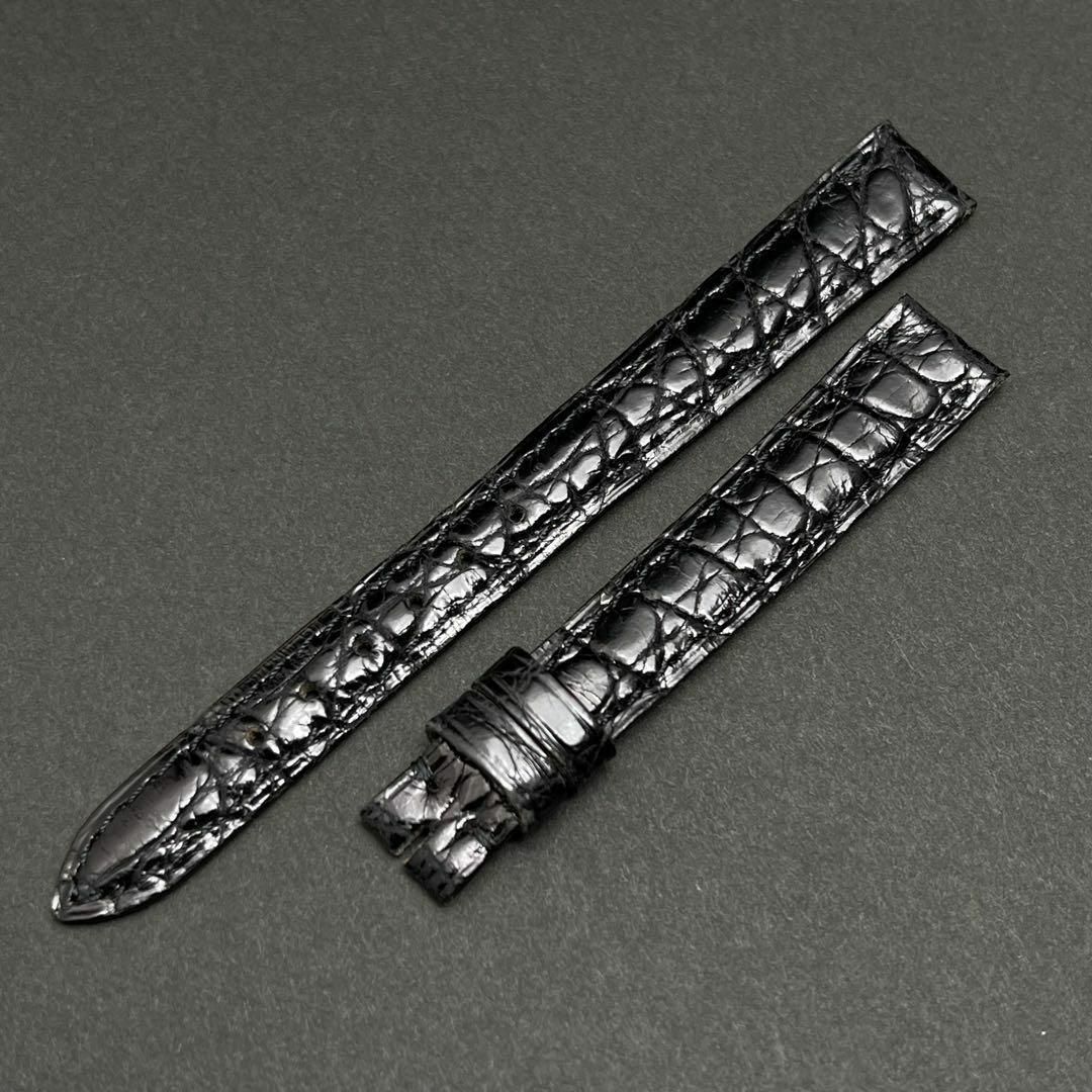 腕時計クロコダイル 12/10mm 黒 カミーユフォルネ 高級本革 時計ベルト