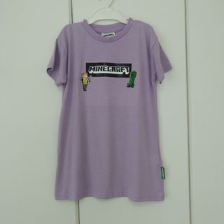 マインクラフト Tシャツワンピース 女の子 紫 マイクラ 110 新品タグ付き(ワンピース)