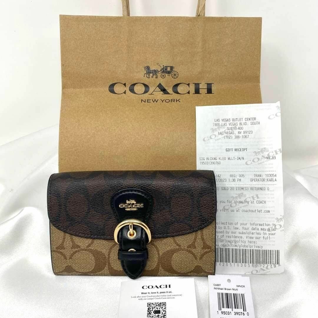 日本未入荷 ⭐COACH⭐コーチ⭐新品 二つ折り財布 カーキ茶色 レザー 財布