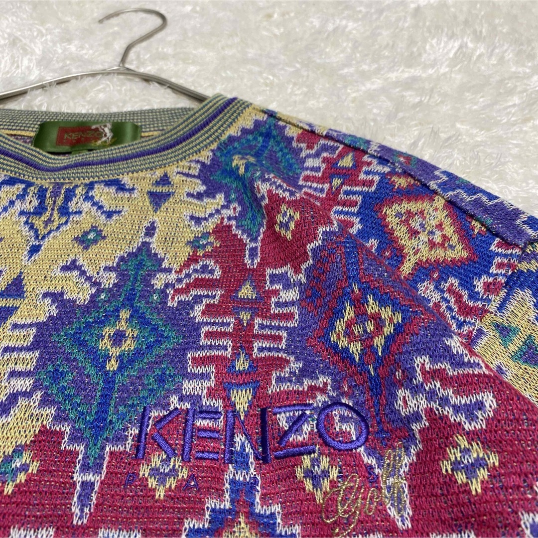 KENZO KENZO ケンゾー 柄ニット マルチカラー 刺繍 ロゴ 幾何学柄