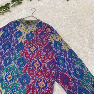 KENZO KENZO ケンゾー 柄ニット マルチカラー 刺繍 ロゴ 幾何学柄