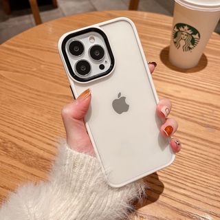 アップル(Apple)のフェミニン シリコン スマホ ケース クリア+ホワイト iPhone13(iPhoneケース)