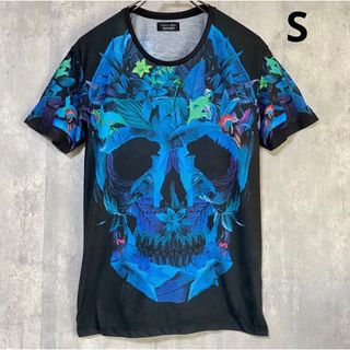 ザラ(ZARA)のザラ　ZARA  Tシャツ　黒　花柄　髑髏　S  ポリエステル100%(Tシャツ/カットソー(半袖/袖なし))