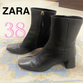 ザラ(ZARA)のZARA リアルレザーブーツ　アンクルブーツ　ミドルブーツ(ブーツ)