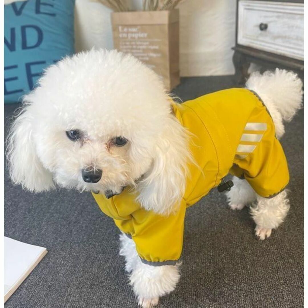 犬 レインコート 雨 小型犬 カッパ ポンチョ 雨具 防水 Mサイズ イエロー その他のペット用品(犬)の商品写真