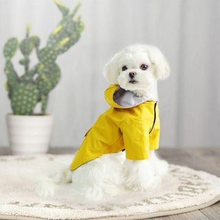 犬 レインコート 雨 小型犬 カッパ ポンチョ 雨具 防水 イエロー Mサイズ(犬)