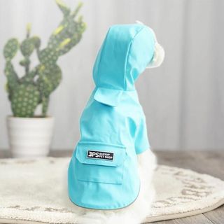 犬 レインコート 雨 小型犬 カッパ ポンチョ 雨具 防水 ブルー Mサイズ(犬)