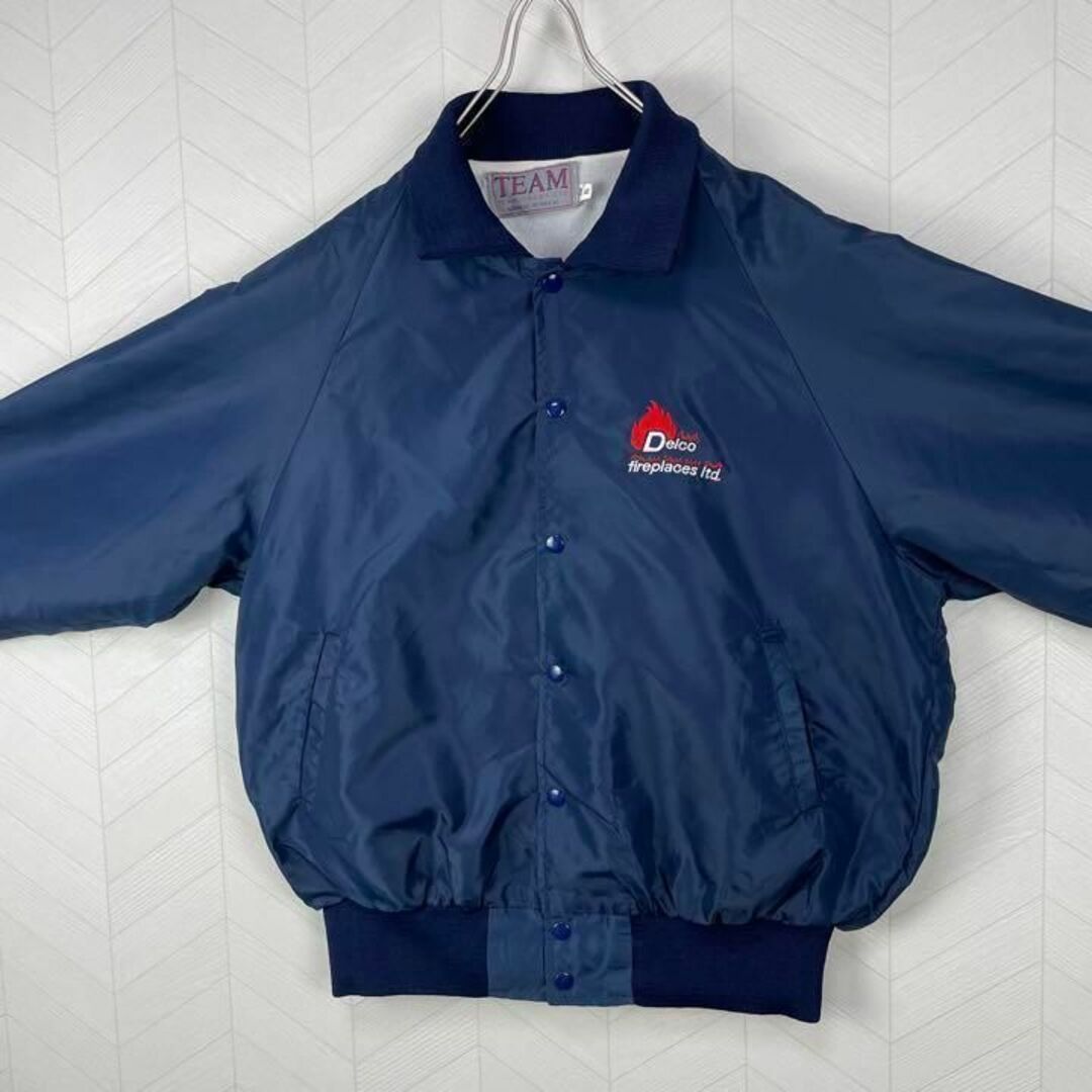 希少 USA製 90s ナイロンジャケット 企業ロゴ 太アーム オーバーサイズ