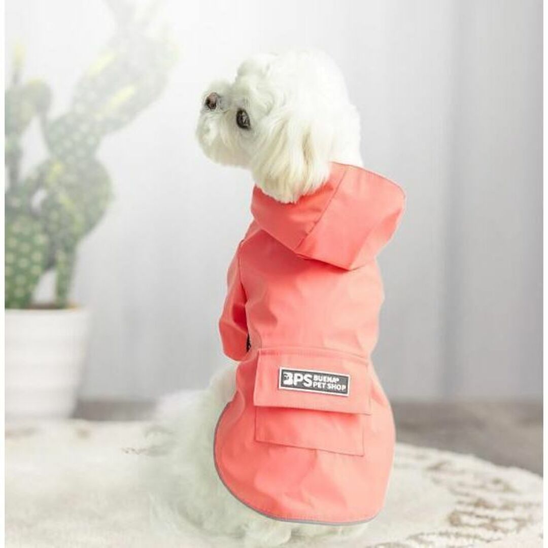 犬 レインコート 雨 小型犬 カッパ ポンチョ 雨具 防水 レッド Mサイズ その他のペット用品(犬)の商品写真
