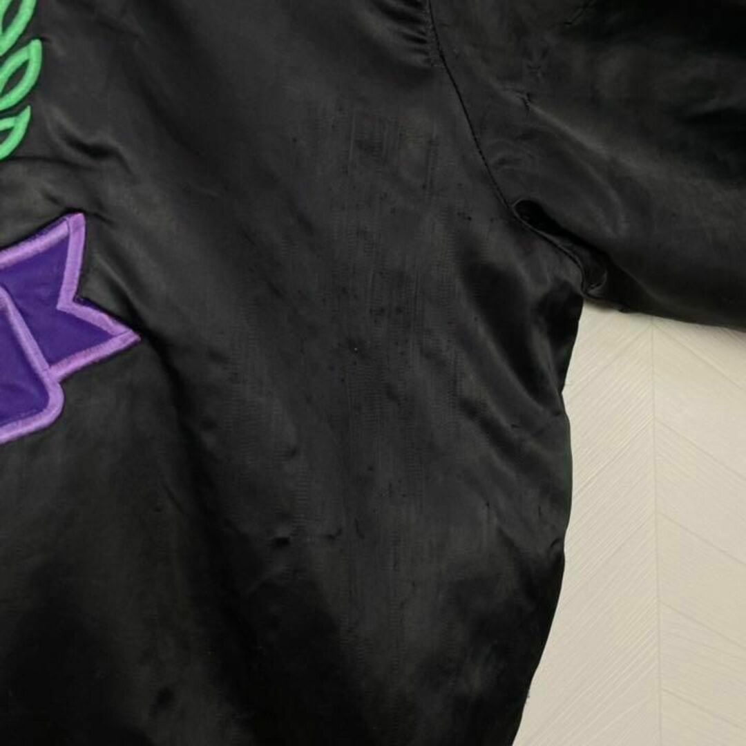 激レア90s USA製 ナイロン スタジャン 両面刺繍ロゴ 太アーム ゆるだぼ