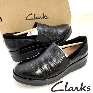 Clarks Shaylin Ave クロコレザー サイドゴア 靴 23.5cm-