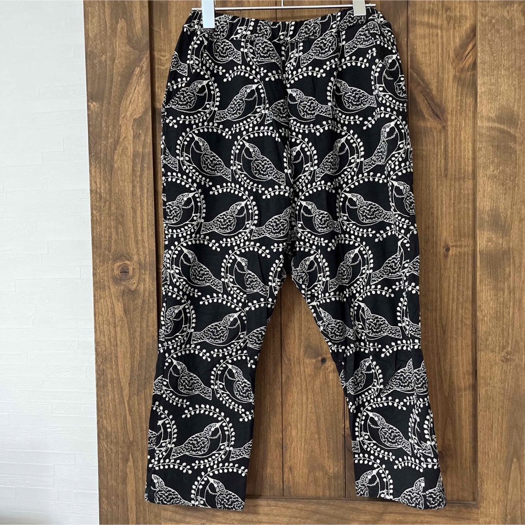 marble sud 鳥刺繍パンツ EMB BIRD ブラック マーブルシュッド