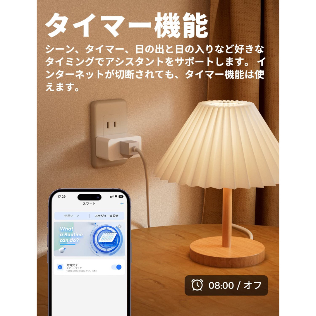 スマートプラグ　4個セット　ホワイト　Wi-Fi ワイヤレス　コンセント 3