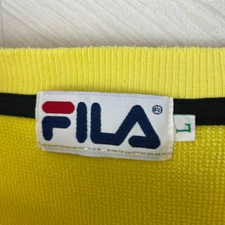 激レア 90s FILA トレーナー クルーネック スウェット 刺繍ロゴ 黄色