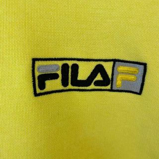 激レア 90s FILA トレーナー クルーネック スウェット 刺繍ロゴ 黄色